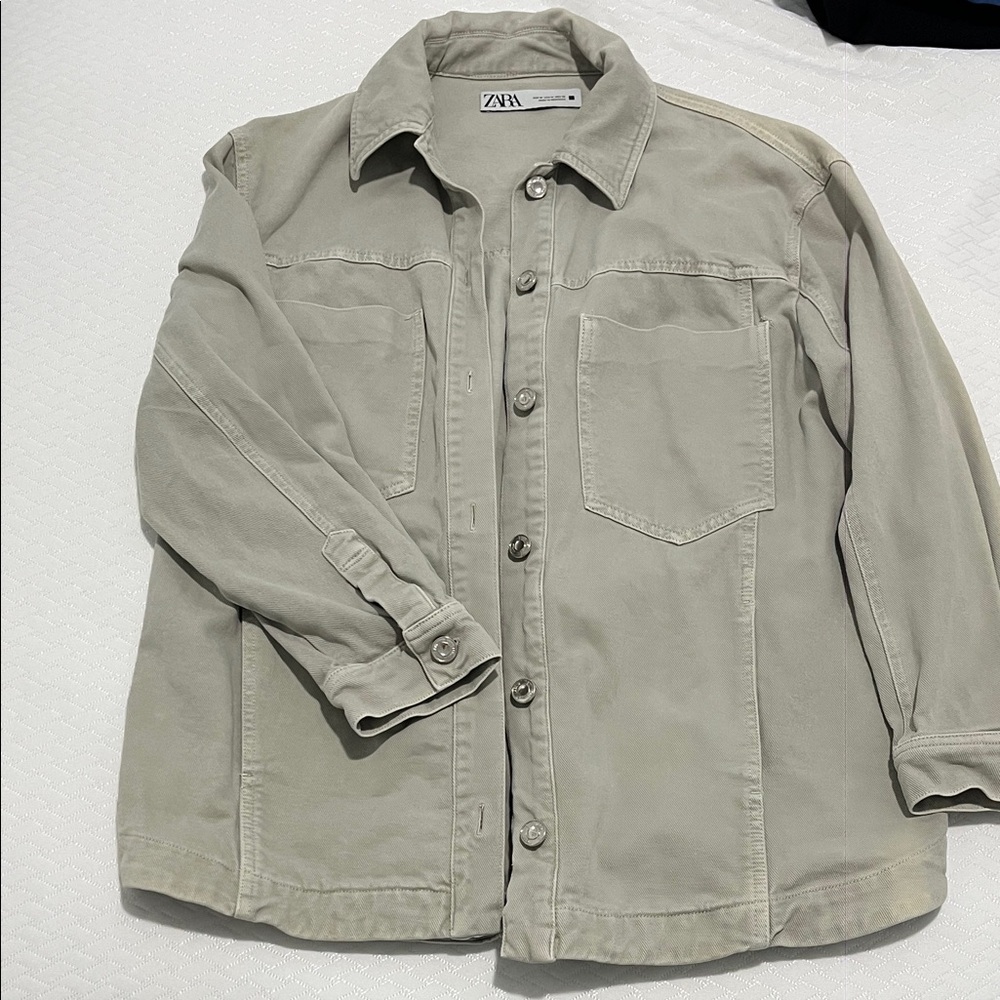 Zara women's Light Tan Shirt Jacket
